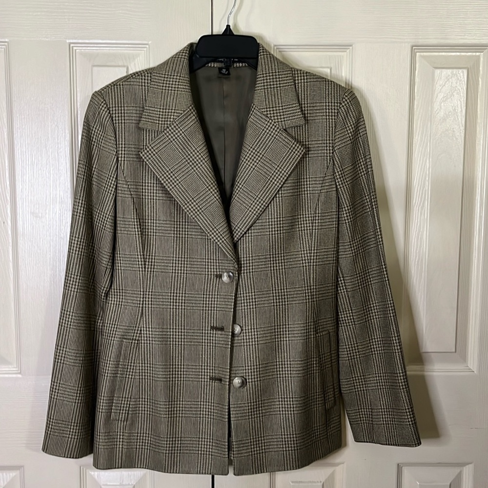 Linda Allard Ellen Tracy Women's Tan/Brown wool Blazer(353T)